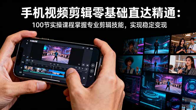 手机视频剪辑零基础直达精通：100节实操课程掌握专业剪辑技能，实现稳…-副业吧