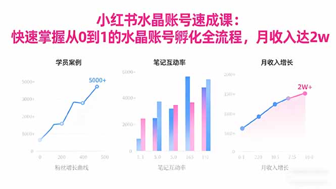 2025小红书水晶账号速成课:快速掌握从0-1水晶账号孵化全流程,月收入达2w-副业吧