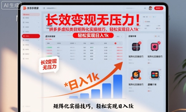 长效变现无压力!拼多多虚拟类目矩阵化实操技巧,轻松实现日入1k【揭秘】-副业吧