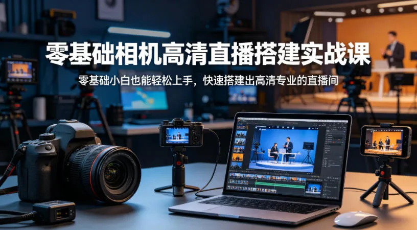 零基础相机高清直播间搭建实战课，小白也能轻松上手，快速搭建出高清专业的直播间-副业吧