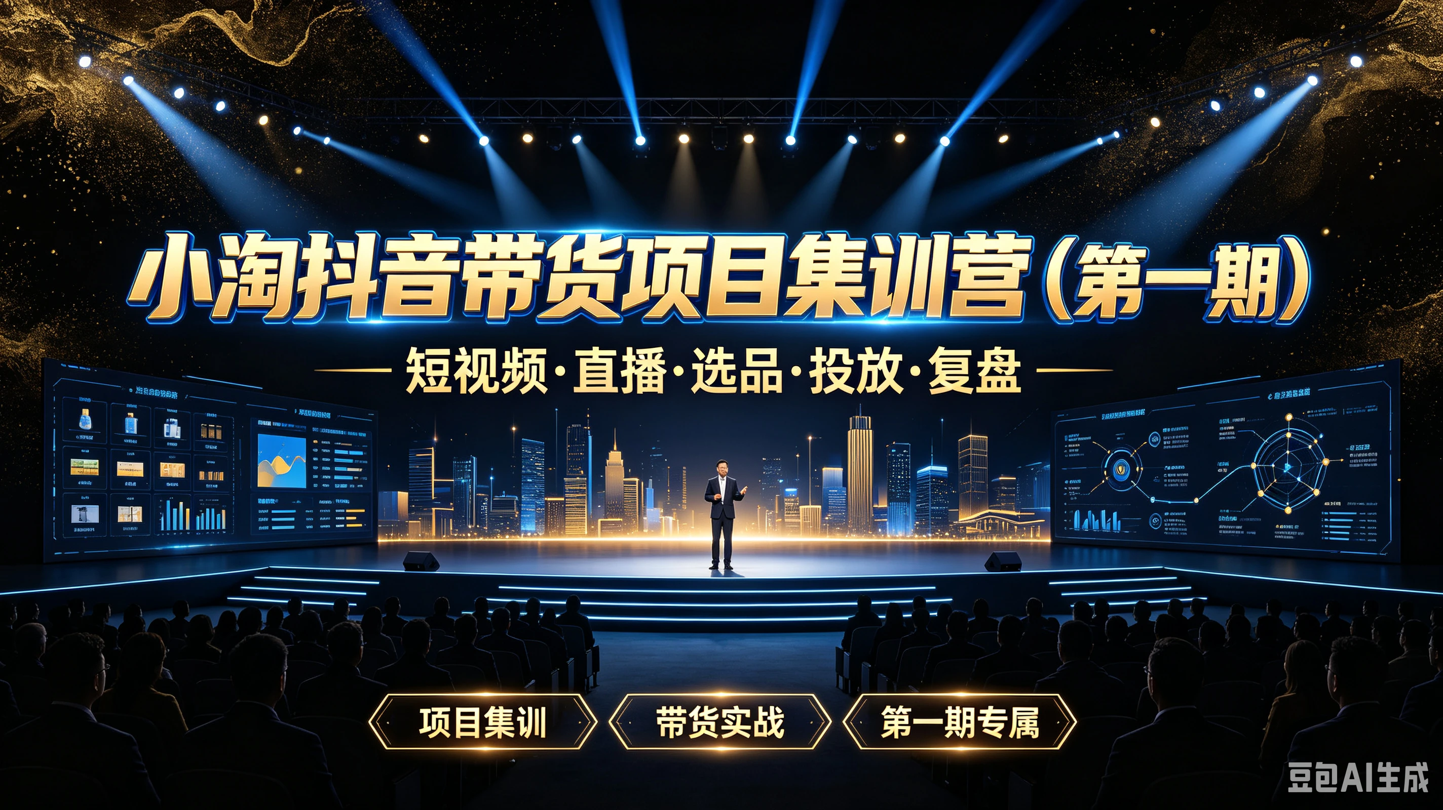 【精】小淘抖音带货项目集训营(第一期)短视频·直播·选品·投放·复盘,项目集训、带货实战、第一期专属-副业吧
