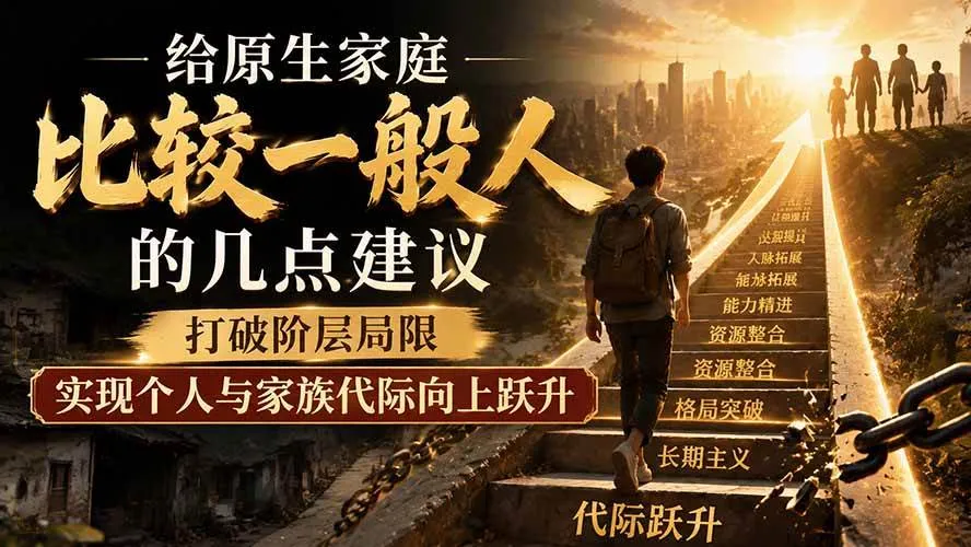 （19708期）付费文章：给原生家庭比较一般人的几点建议，打破阶层局限，实现个人与家族代际向上跃升-副业吧