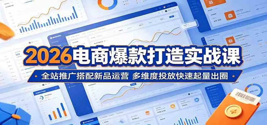 2026电商爆款打造实战课：全站推广搭配新品运营，多维度投放快速起量出圈-副业吧