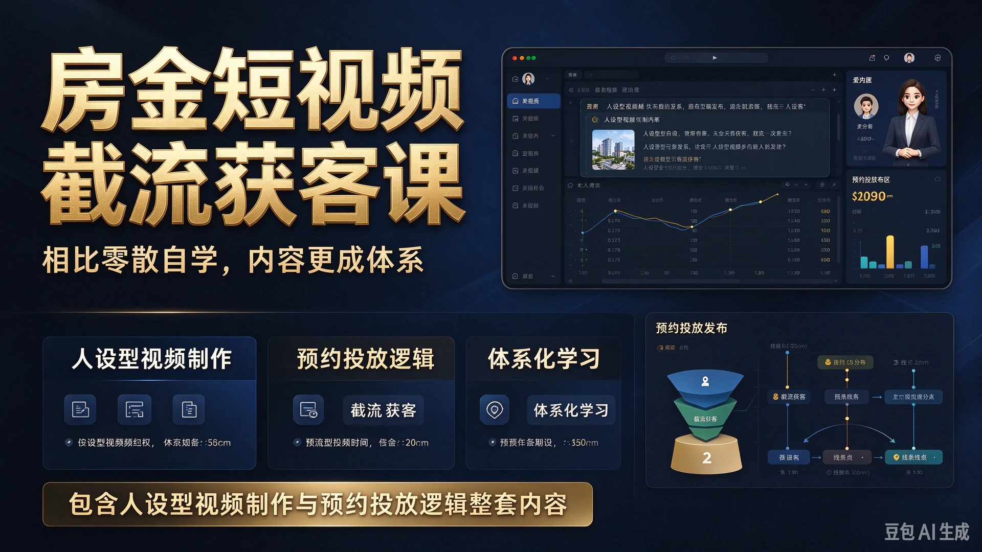 【精】房金短视频截流获客相比零散自学内容更成体系,包含人设型视频制作与预约投放逻辑整套内容-副业吧
