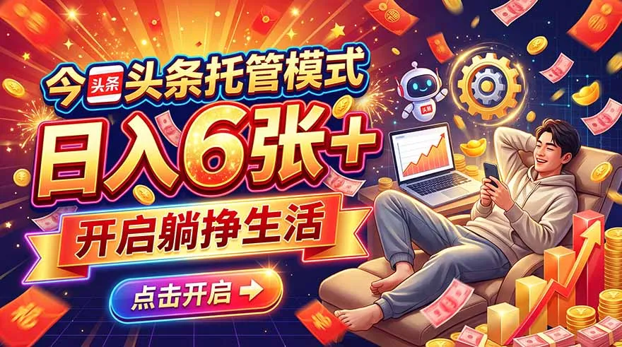 今日头条AI托管模式，每天5分钟，最高月入5000+，操作超简单，零门槛-副业吧