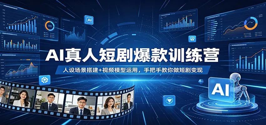 AI真人短剧爆款训练营：人设场景搭建+视频模型运用，手把手教你做短剧变现-副业吧