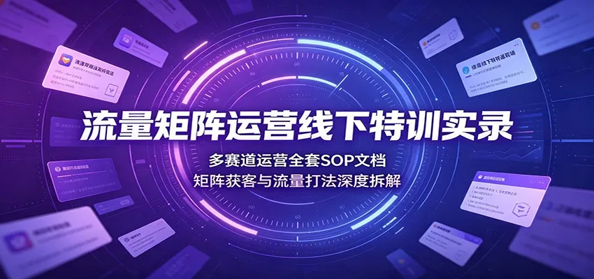 流量矩阵运营线下特训实录:多赛道运营全套SOP文档,矩阵获客与流量打法深度拆解-副业吧