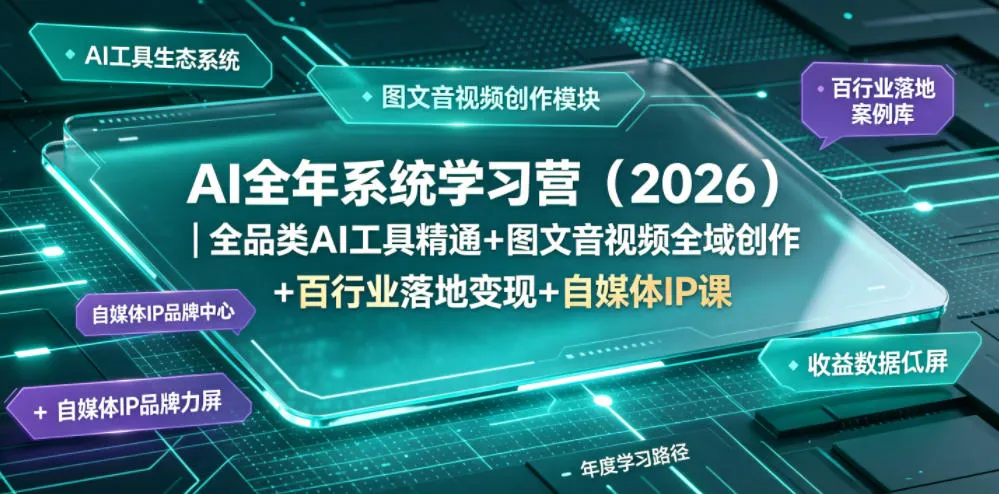 AI全年系统学习营（2026）｜全品类AI工具精通+图文音视频全域创作+百行业落地变现+自媒体IP打造年度进阶大课-副业吧
