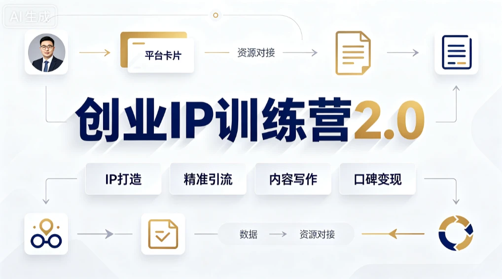 【精】创业IP训练营2.0|创业IP全阶打造、多平台矩阵精准引流、高转化内容写作、项目资源对接与口碑变现闭环课程-副业吧