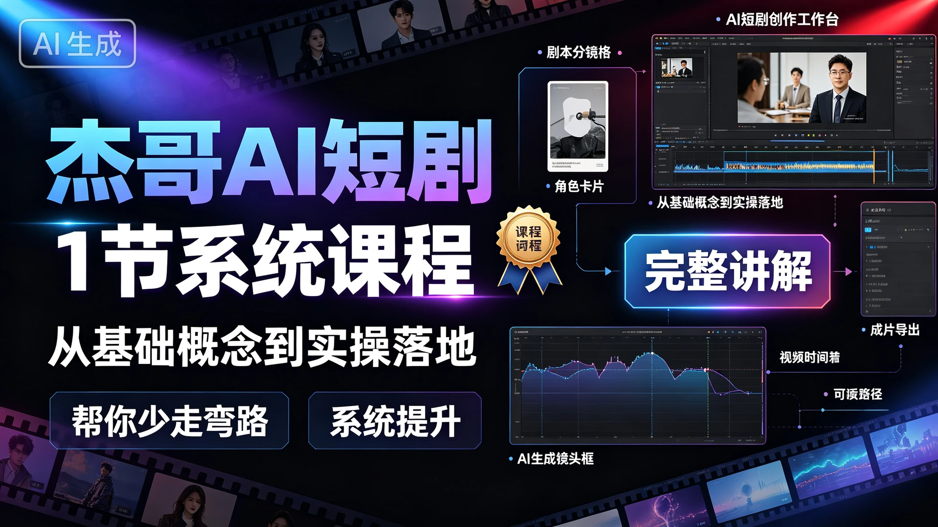 杰哥AI短剧,1 节系统课程,从基础概念到实操落地完整讲解,帮你少走弯路系统提升-副业吧
