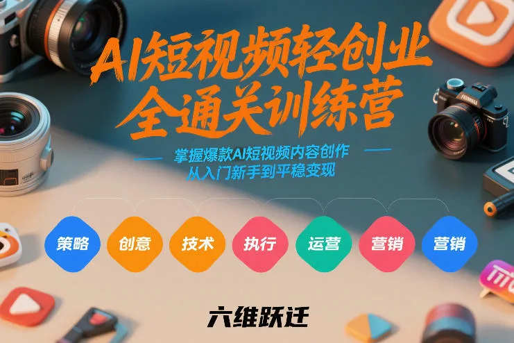 AI短视频轻创业全通关训练营，掌握爆款AI短视频内容创作，从入门新手到平稳变现的六维跃迁-副业吧