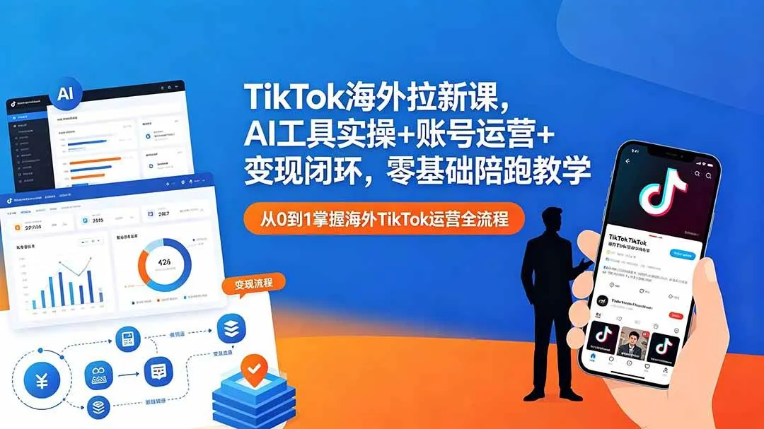 (18522期)TikTok海外拉新课,AI工具实操+账号运营+变现闭环,零基础陪跑教学-副业吧 (18522期)TikTok海外拉新课,AI工具实操+账号运营+变现闭环,零基础陪跑教学-副业吧