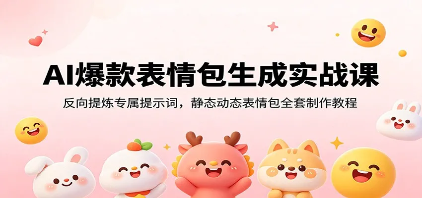 AI爆款表情包生成实战课:反向提炼专属提示词,静态动态表情包全套制作教程-副业吧