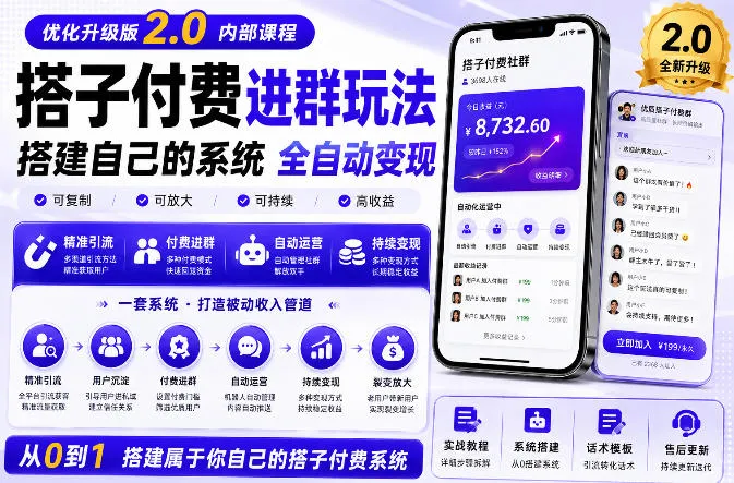 搭建群系统实战项目玩法,搭建整套付费进群系统,实现全天被动收益-副业吧