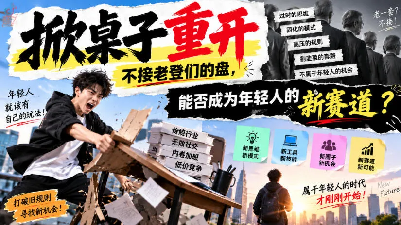 某公众号付费文章:掀桌子重开,不接老登们的盘,能否成为年轻人的新赛道?-副业吧
