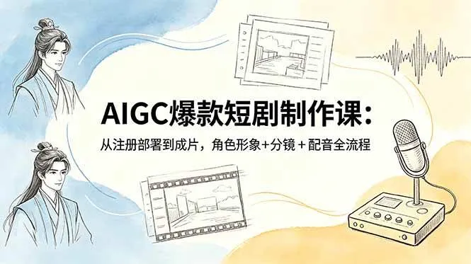 【精】AIGC爆款短剧制作课：从注册部署到成片，角色形象+分镜+配音全流程-副业吧