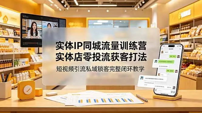 (18999期)实体IP同城流量训练营:实体店零投流获客打法,短视频引流私域锁客完整闭环教学-副业吧