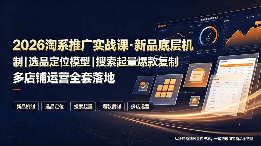 (19272期)2026淘系推广实战课·新品底层机制|选品定位模型|搜索起量爆款复制多店铺运营全套落地教程-副业吧