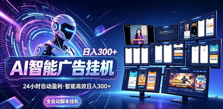 AI智能广告挂G项目，无需人工，单机稳定日入200+，可矩阵放大，24小时不间断刷广告賺收益【揭秘】-副业吧