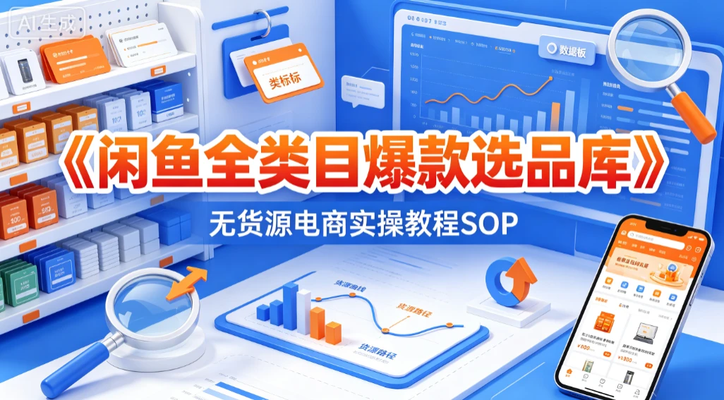 【精】闲鱼全类目爆款选品库,无货源电商实操教程SOP-副业吧