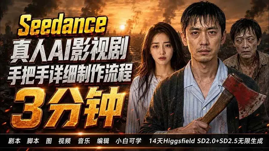 (19706期) 3分钟真人AI影视剧怎么做?SD 2.0手把手完整制作流程|Higgsfield 14天SD 2.0/2.5无限生成-副业吧