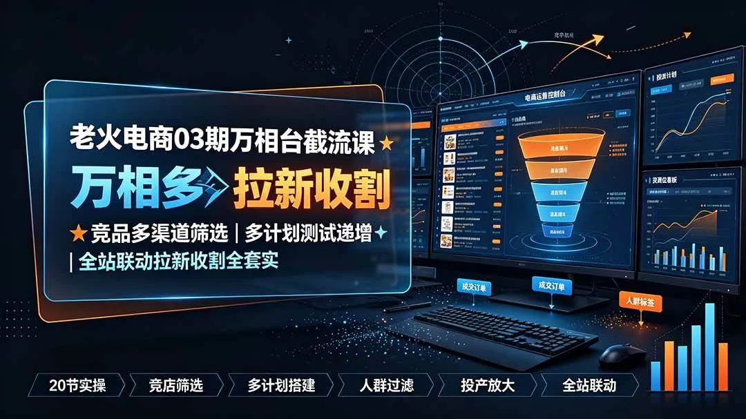 (19431期)老火电商03期万相台截流课:竞品多渠道筛选|多计划测试递增|全站联动拉新收割全套实操教学-副业吧 (19431期)老火电商03期万相台截流课:竞品多渠道筛选|多计划测试递增|全站联动拉新收割全套实操教学-副业吧