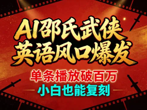 AI邵氏武侠英语风口爆发，单条播放破百万，小白也能复刻-副业吧
