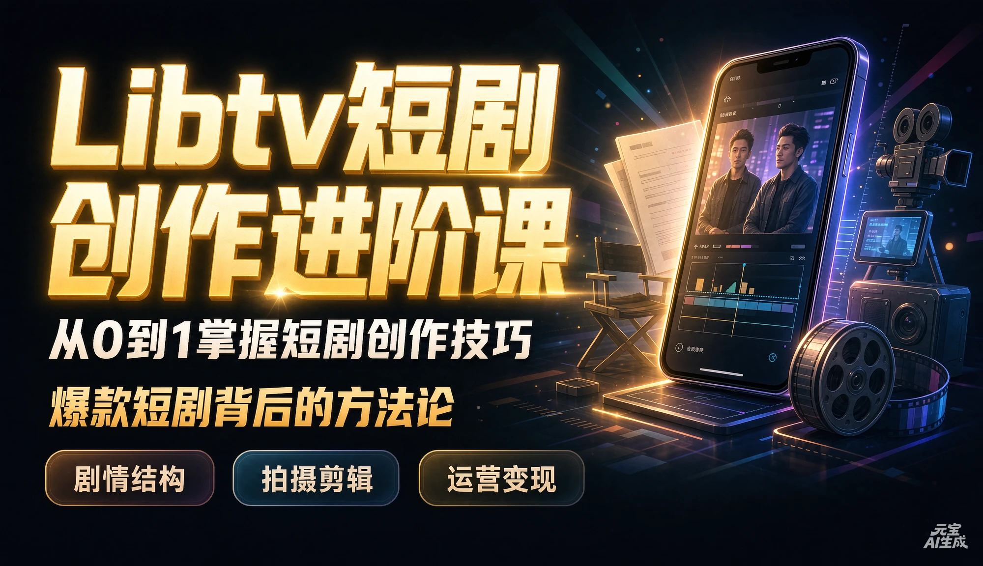 【精】Libtv短剧创作进阶课,搭建一套成熟标准化AI短剧制作工作流,带你从素材创作走向专业镜头叙事-副业吧