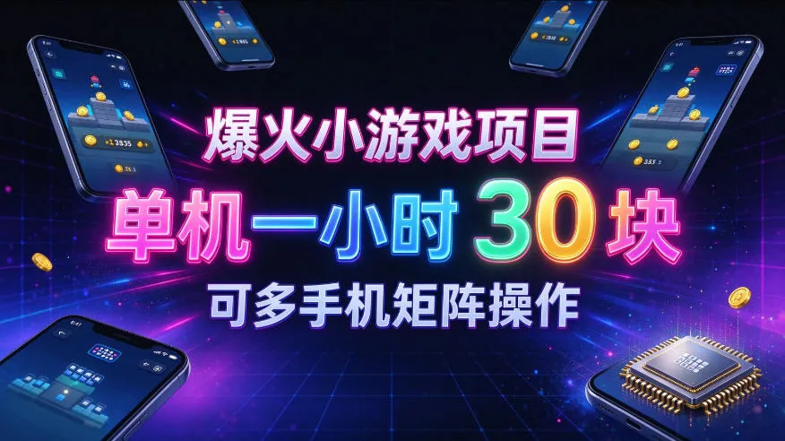爆火小游戏撸金项目，实测单机一小时30+，可多手机矩阵操作，新手看完一遍就能上手【揭秘】-副业吧