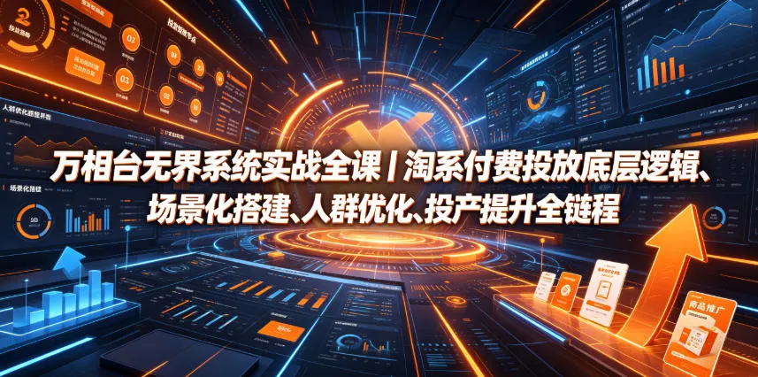 万相台无界系统实战全课|淘系付费投放底层逻辑、场景化搭建、人群优化、投产提升全链路运营教程-副业吧