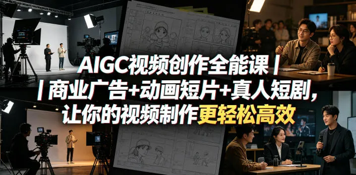 AIGC视频创作全能课|商业广告+动画短片+真人短剧,让你的视频制作更轻松高效-副业吧