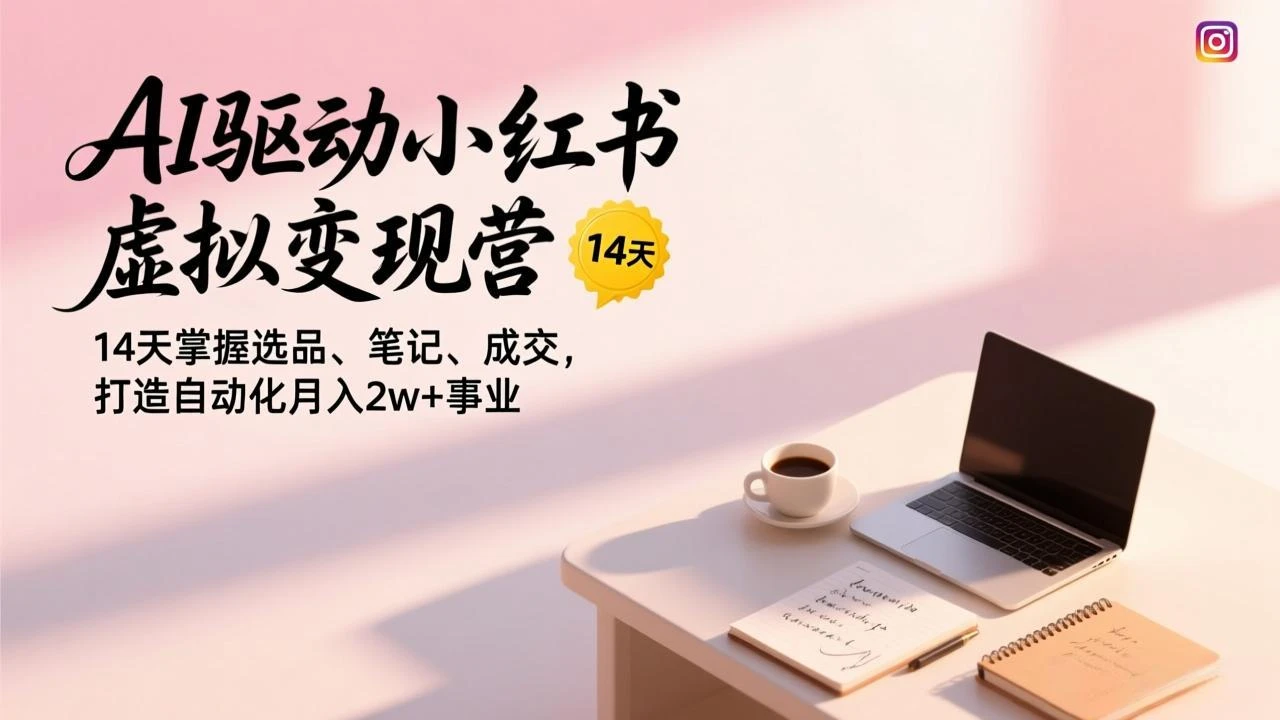 【精】AI驱动小红书虚拟变现营，14天掌握选品、笔记、成交，打造自动化月入2w+事业-副业吧