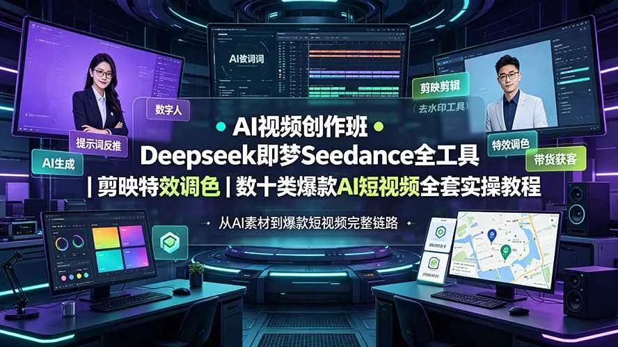 (19454期)AI视频创作班◆Deepseek即梦Seedance全工具|剪映特效调色|数十类爆款AI短视频全套实操教程-副业吧