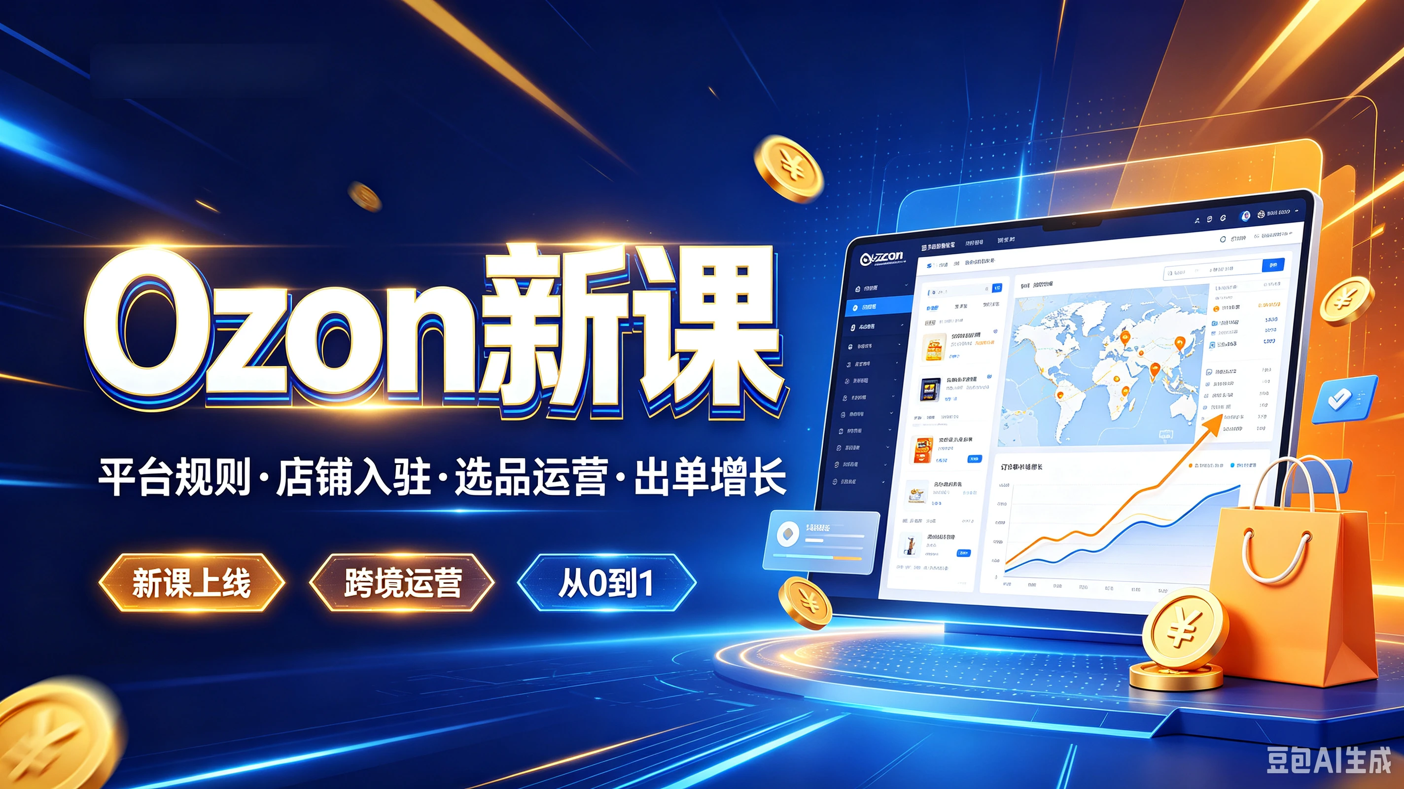 【精】Ozoni新课,平台规则·店铺入驻·选品运营·出单增长,新课上线、跨境运营、从0到1-副业吧