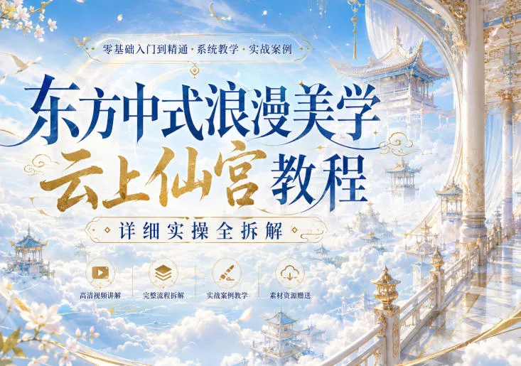 东方中式浪漫美学云上仙宫教程，详细实操全拆解-副业吧