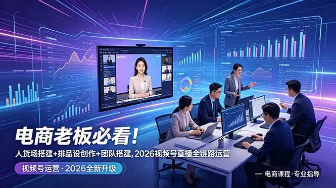 （18845期）电商老板必看！人货场搭建+排品设计+素材创作+团队搭建，2026视频号直播全链路运营-副业吧