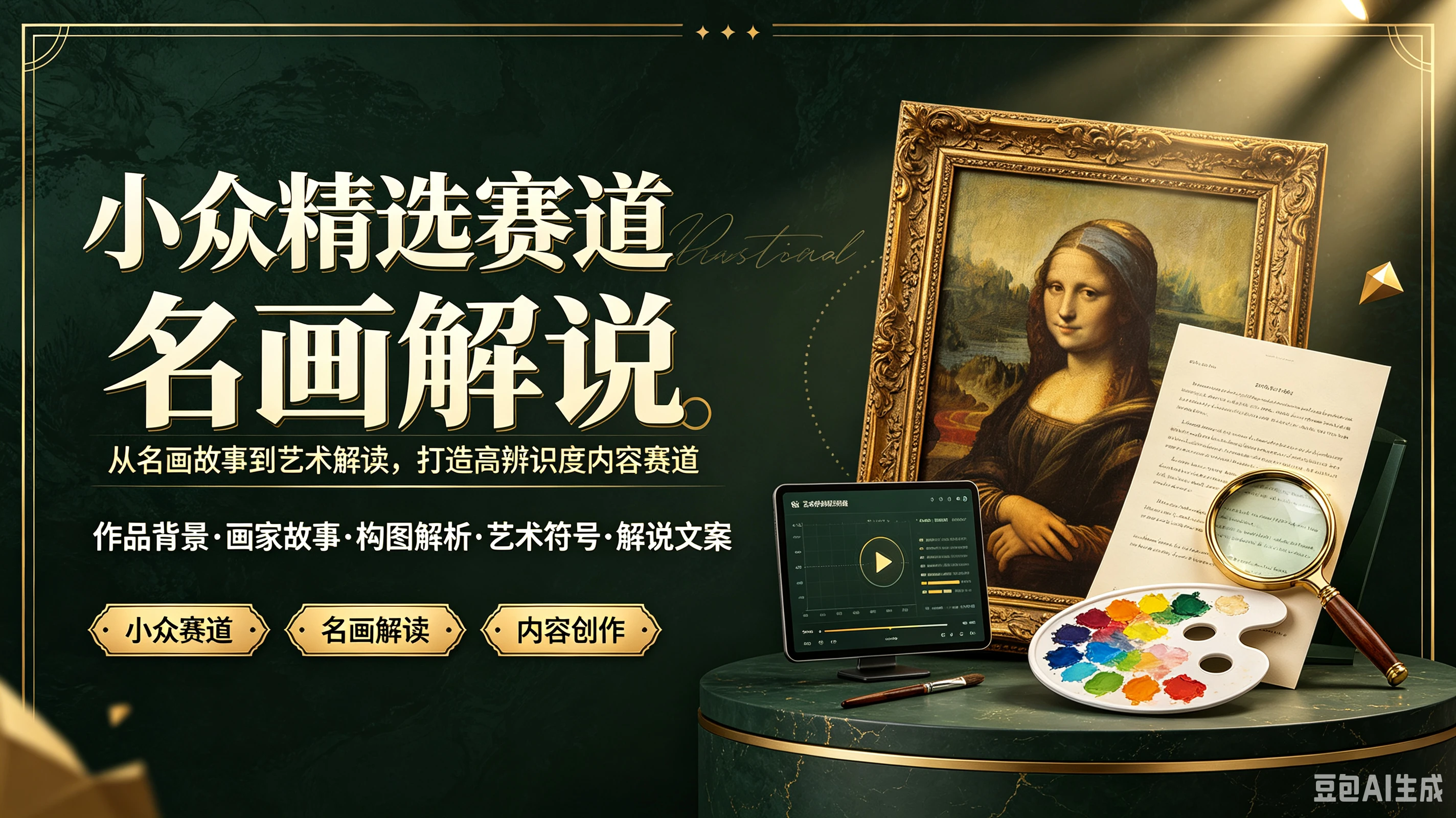 【精】小众精选赛道名画解说,从名画故事到艺术解读,打造高辨识度内容赛道,作品背景、画家故事、构图解析、艺术符号、解说文案-副业吧