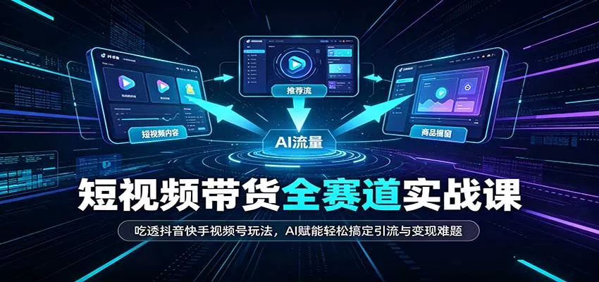短视频带货全赛道：吃透抖音快手视频号玩法，AI赋能轻松搞定引流与变现难题-副业吧
