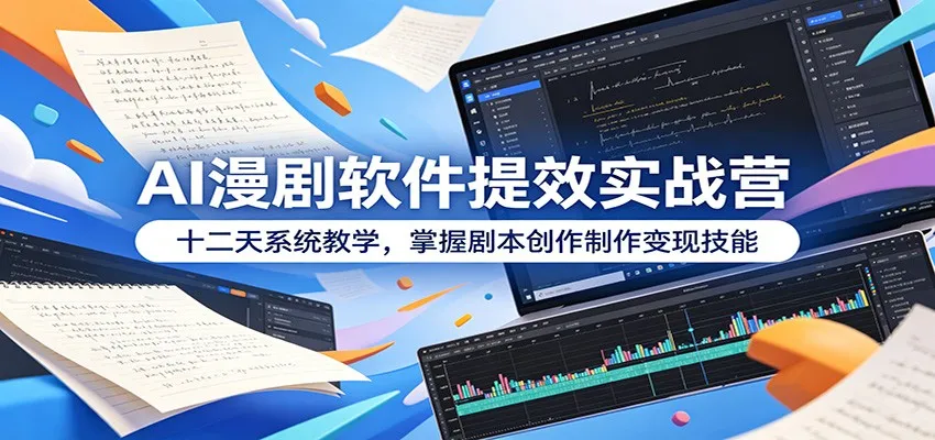 AI漫剧软件提效实战营:十二天系统教学,掌握剧本创作制作变现技能-副业吧