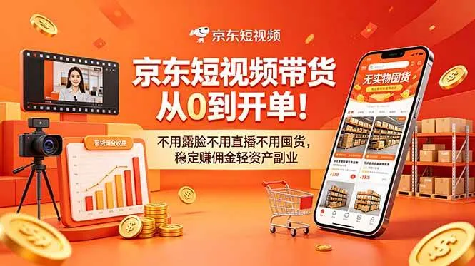(18895期)京东短视频带货从0到开单!不用露脸不用直播不用囤货,稳定赚佣金轻资产副业-副业吧