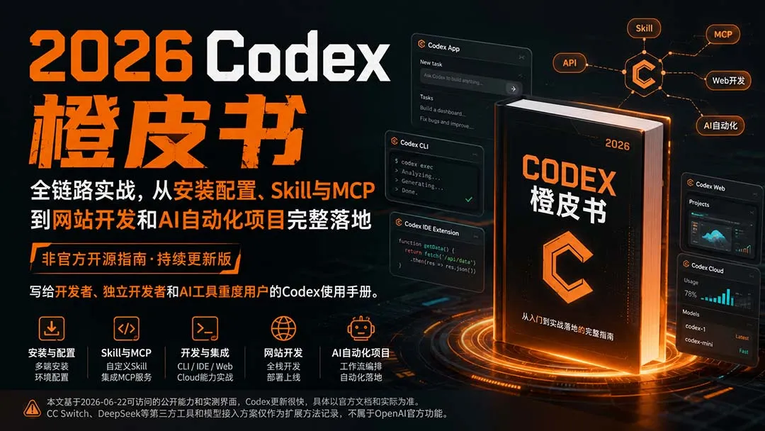 2026Codex橙皮书：全链路实战，从安装配置、Skill与MCP到网站开发和AI自动化项目完整落地-副业吧