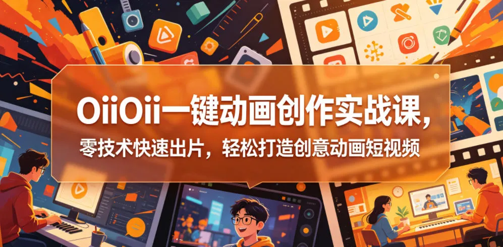 OiiOii一键动画创作实战课,零技术快速出片,轻松打造创意动画短视频-副业吧