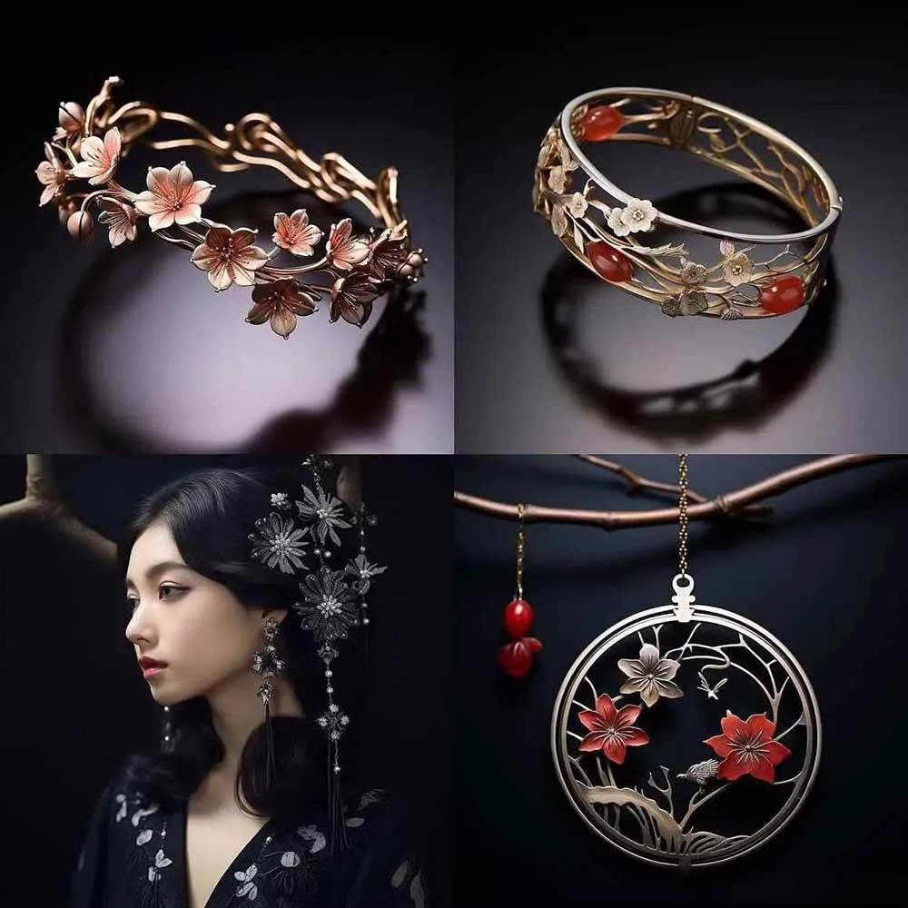 （17272期）460+专业Midjourney珠宝摄影AI提示词+成效果图，戒指/项链/耳环/手链/宝石/及奢侈配饰等全品类