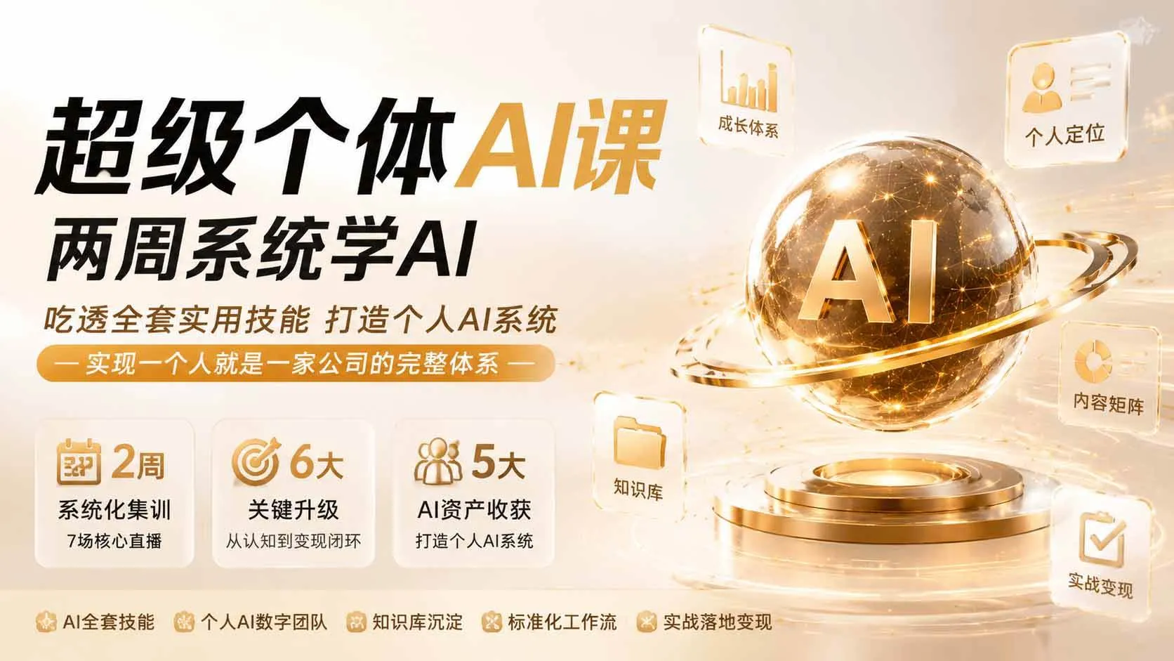 【精】超级个体AI课 两周系统学AI；吃透全套实用技能打造个人AI系统，实现一个人就是一家公司的完整体系-副业吧