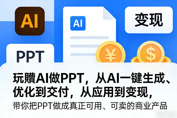 玩賺AI做PPT，从AI一键生成、优化到交付，从应用到变现，带你把PPT做成真正可用、可卖的商业产品（更新0513）-副业吧