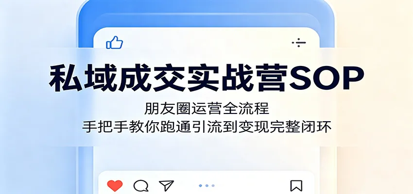 私域成交实战营SOP：朋友圈运营全流程，手把手教你跑通引流到变现完整闭环-副业吧