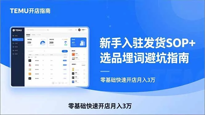 【精】TEMU从入门到爆单：新手入驻发货SOP+选品埋词避坑指南，零基础快速开店月入3万-副业吧