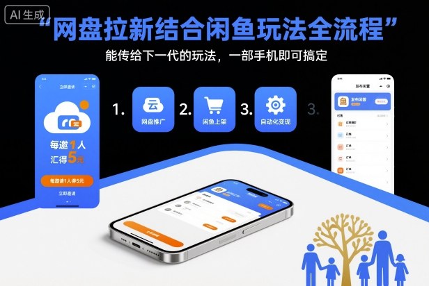 网盘拉新结合闲鱼玩法全流程，能传给下一代的玩法，一部手机即可搞定（附入口渠道以及实操教程）-副业吧
