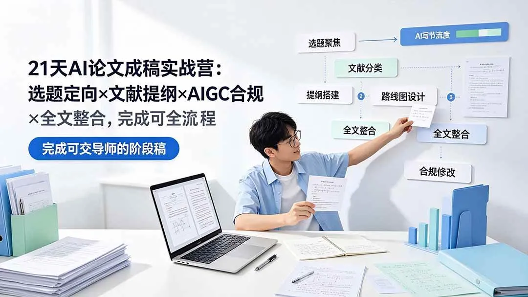(19334期)21天AI论文成稿实战营:选题定向×文献提纲×AIGC合规×全文整合,完成可交导师的阶段稿-副业吧 (19334期)21天AI论文成稿实战营:选题定向×文献提纲×AIGC合规×全文整合,完成可交导师的阶段稿-副业吧
