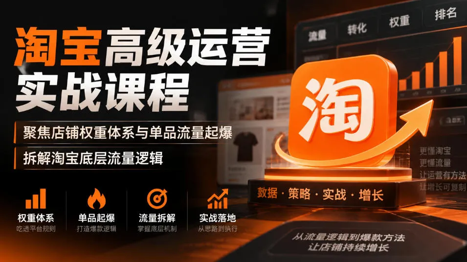 淘宝高级运营实战课程,聚焦店铺权重体系与单品流量起爆,拆解淘宝底层流量逻辑-副业吧